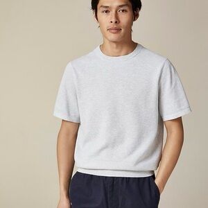 Men’s J. Crew Cream Cotton Pique Stitch Short Sleeve Crew Neck Sweater Large